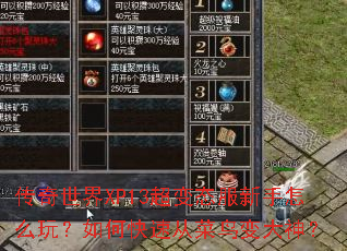 传奇世界XP13超变态服新手怎么玩?如何快速从菜鸟变大神? 传奇世界XP13超变态服新手怎么玩?如何快速从菜鸟变大神?