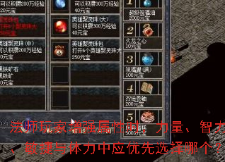 法师玩家增强属性时,力量、智力、敏捷与体力中应优先选择哪个? 法师玩家增强属性时,力量、智力、敏捷与体力中应优先选择哪个?