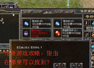传奇游戏攻略:钳虫在哪里可以找到? 传奇游戏攻略:钳虫在哪里可以找到?